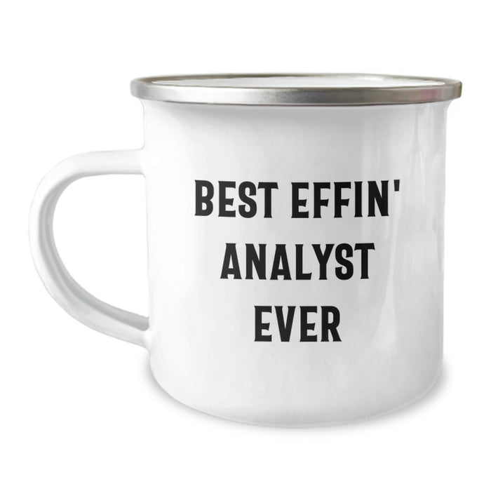 Funny Analyst Gifts for Dad - Best Effin' Analyst Ever Engraved Camping Mug, Stainless Steel with Enamel Finish, Ideal Gift for Father's Day from Men - Image 1