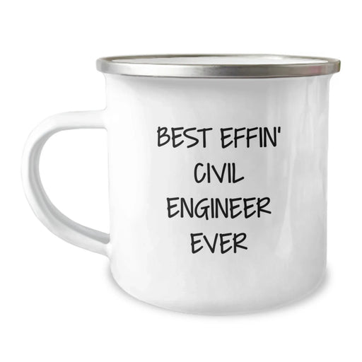 Funny Civil Engineer Gifts for Men, Birthday Unique Items from Friends to Civil Engineer, Best Effin' Civil Engineer Ever Camping Mugs, 12 oz Stainless Steel - Image 1