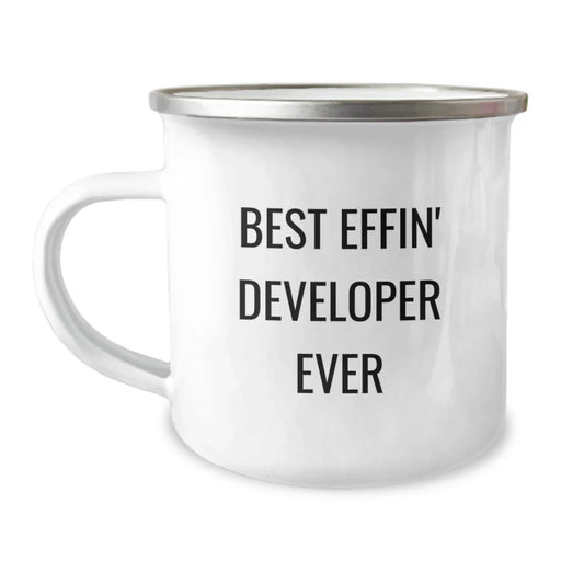 Developer Gifts Funny Camping Mug Best Effin' Developer Ever Christmas Unique Gifts for Developers Friends Family Men Women - Image 1