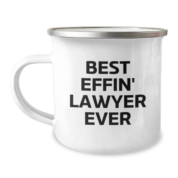 Funny Lawyer Gifts from Friends - Best Effin' Lawyer Ever Camping Mug for Men - Unique Father's Day Unique Gifts for Lawyers - 12 oz Stainless Steel Enamel Finish - Image 1