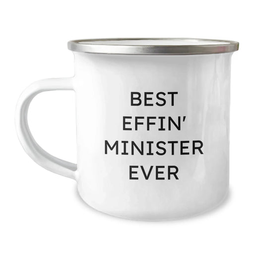 Funny Minister Gifts from Men for Valentines Day Unique Camping Mug Best Effin' Minister Ever Quote - Image 1