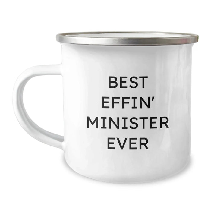 Funny Minister Gifts from Men for Valentines Day Unique Camping Mug Best Effin' Minister Ever Quote - Image 1