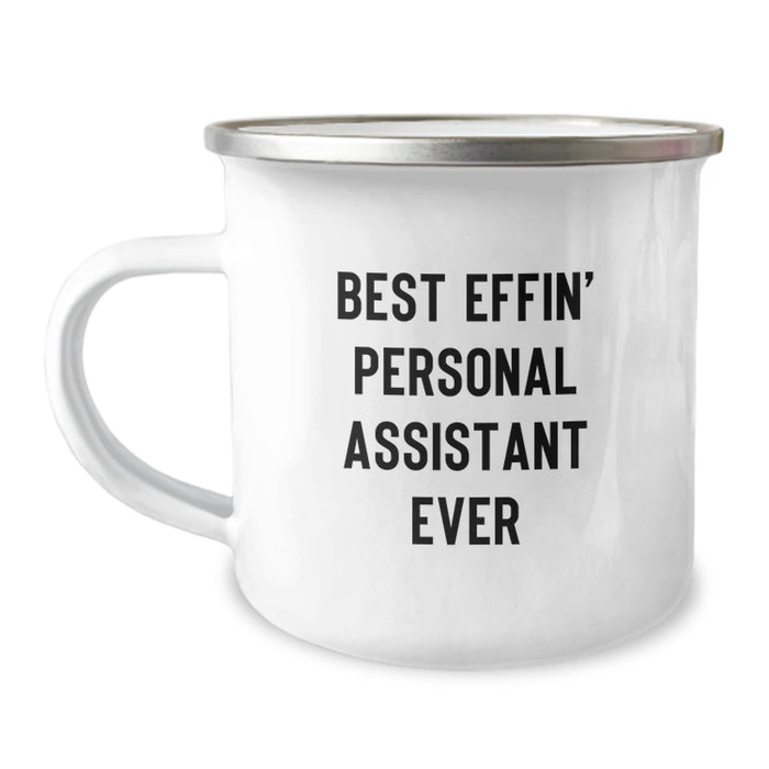 Funny 'Best Effin' Personal Assistant Ever' Camping Mug Gifts from Dad for Personal Assistant on Father's Day - Image 1