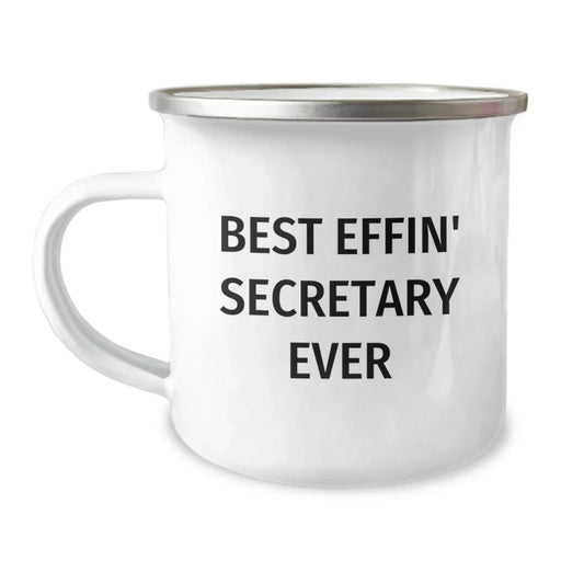Funny Secretary Gifts from Friends for Birthday Unique Camping Mugs, Best Effin' Secretary Ever Quotes, Stainless Steel 12 oz Capacity - Image 1