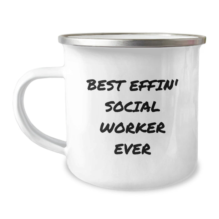 Funny Social Worker Gifts for Dad - Best Effin' Social Worker Ever Stainless Steel Camping Mug, Father's Day Unique Gifts from Men to Social Workers - Image 1