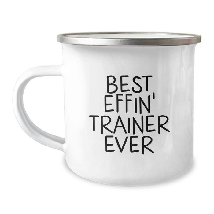 Funny Trainer Gifts for Men from Friends on Graduation Day - Best Effin' Trainer Ever Camping Mug - Image 1