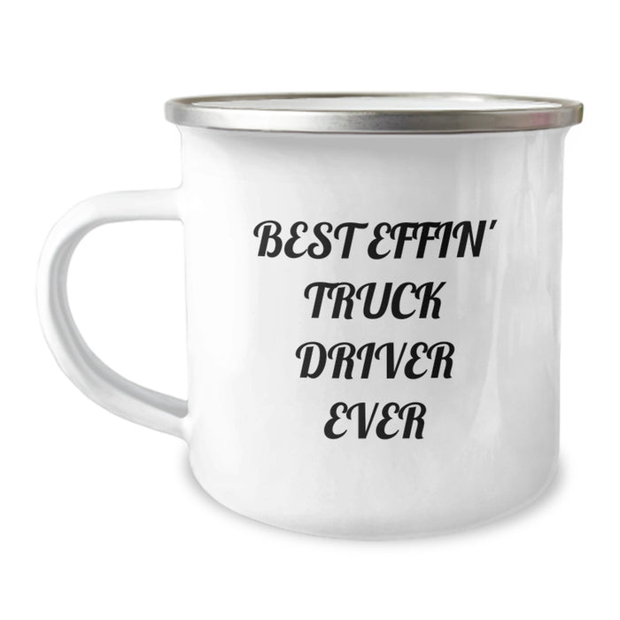Funny Truck Driver Gifts for Him, Best Effin' Truck Driver Ever Camping Mug, Perfect Unique Father's Day Unique Gifts - Image 1