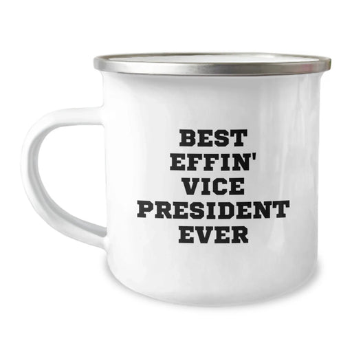 Funny Vice President Gifts for Men - Best Effin' Vice President Ever Camping Mug, 12 oz Stainless Steel Enamel Finish, Unique Birthday Unique Gift Ideas for Vice President Friends - Image 1