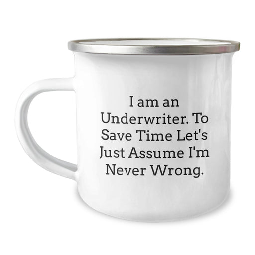 Funny Underwriter Gifts from Family - I'm Never Wrong Camping Mug for Father's Day Unique Presents - Image 1