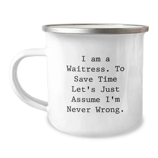 Funny Waitress Camping Mug Gifts from Friends to Birthday Unique Gifts for Waitress - Image 1