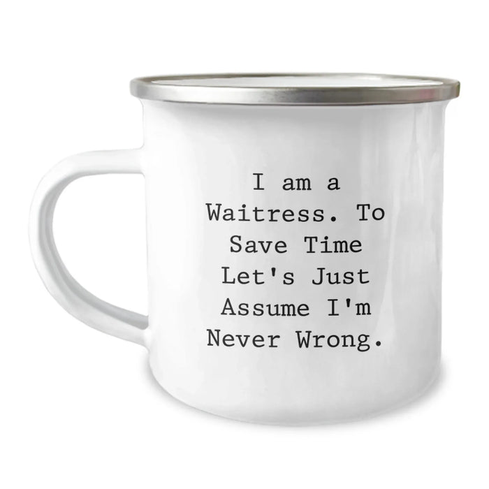 Funny Waitress Camping Mug Gifts from Friends to Birthday Unique Gifts for Waitress - Image 1