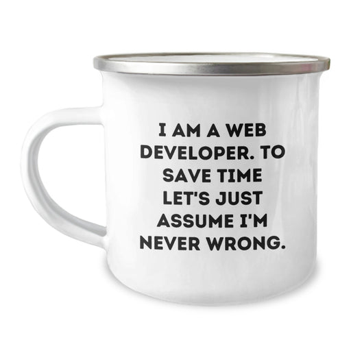 Funny Web Developer Gifts for Men - I'm Never Wrong Camping Mug - Unique Father's Day Presents for Dad - Image 1