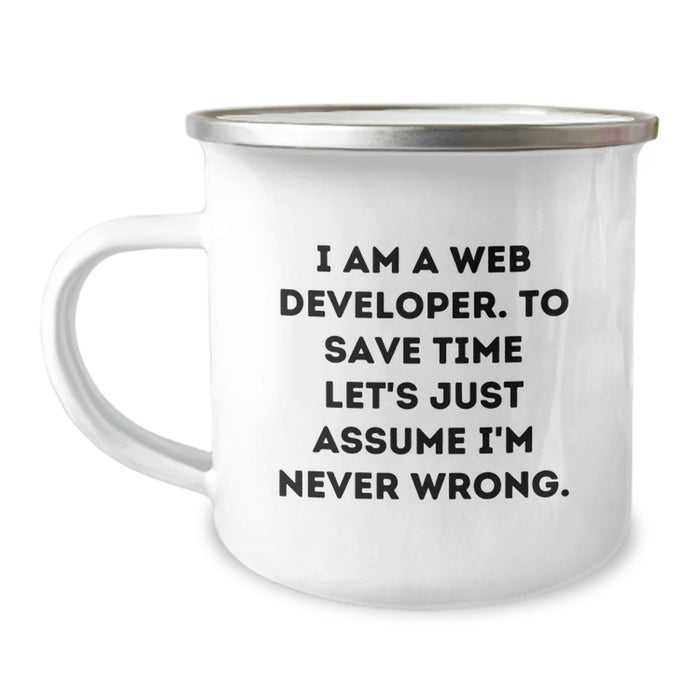 Funny Web Developer Gifts for Men - I'm Never Wrong Camping Mug - Unique Father's Day Presents for Dad - Image 1