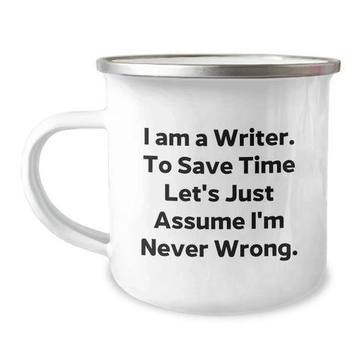 Funny Writer Gifts for Him Camping Mug, Inspirational Quote Writer, Birthday Unique Gifts from Friends to Family - Image 1