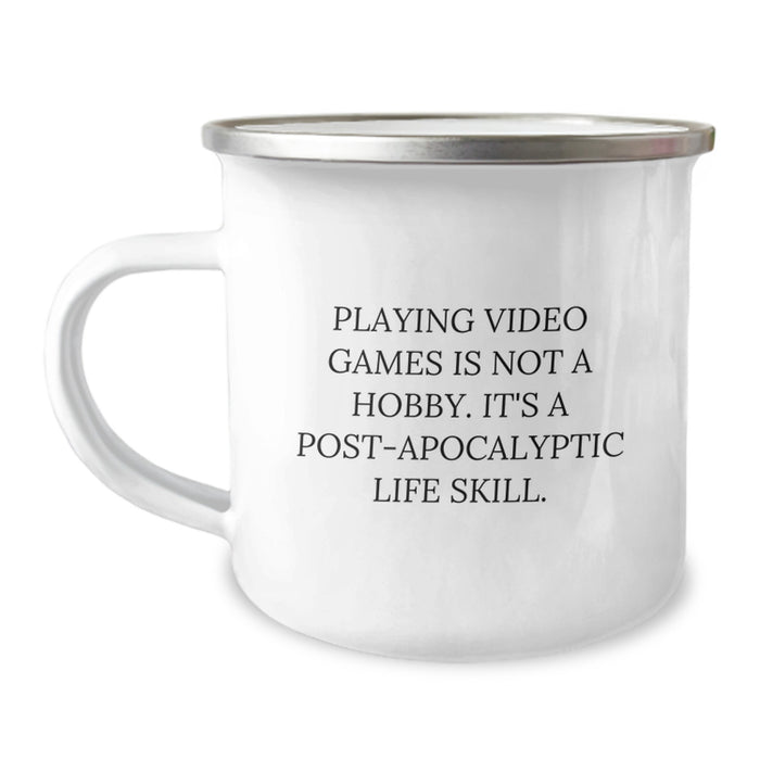 Funny Playing Video Games Graduation Unique Gifts from Men for Friends and Family Who Live in a Post-apocalyptic World Camping Mug - Image 1