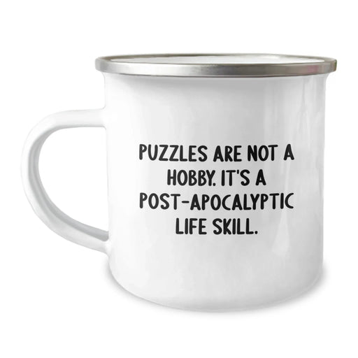 Funny Puzzle Lovers Gifts for Men, Women, and Friends, Camping Mug, Puzzles Are Not A Hobby It's A Post-apocalyptic Life Skill, Birthday Unique Gifts from Family - Image 1