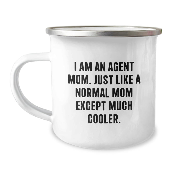 Funny Agent Mom Gifts, Unique Camping Mugs, Graduation Unique Gifts from Friends, Agent Mom Funny Quote, Agent Mom Camping Mug - Image 1