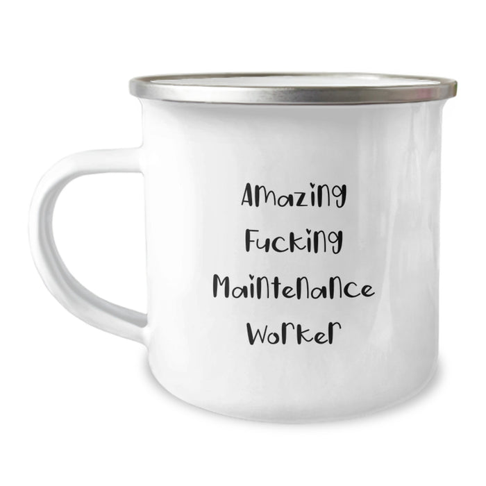 Funny Maintenance Worker Gifts for Men, Maintenance Worker Camping Mug, 'Amazing F--king Maintenance Worker' Quote, Unique Graduation Unique Gifts - Image 1