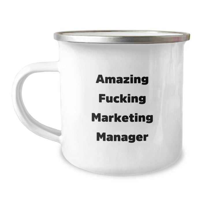 Funny Marketing Manager Gifts - Unique Camping Mugs for Graduation, 'Amazing F--king Marketing Manager' Quote, Gifts from Friends to Marketing Manager, Men, Women, Family - Image 1