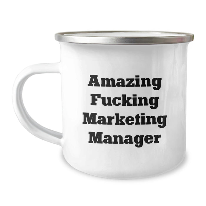 Funny Marketing Manager Gifts, Amazing 'F--king' Motivator for Graduation, 12 oz Stainless Steel Camping Mug for Friends and Family - Image 1