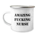 Funny Nurse Gifts for Birthday - 'Amazing F--king Nurse' Quote, Camping Mug 12 oz, Stainless Steel with Enamel Finish, Gifts from Friends to Family - Image 1