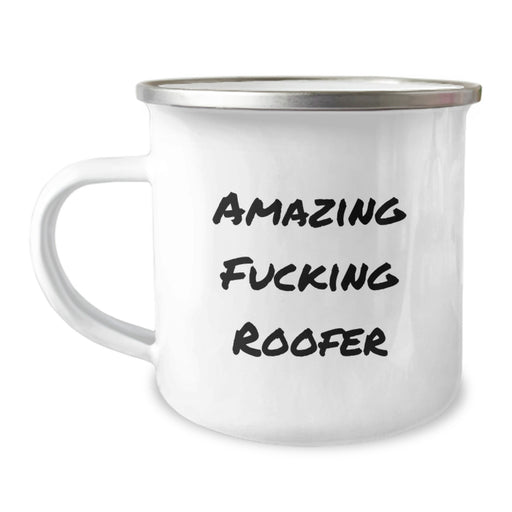 Funny Roofer Gifts for Men - 'Amazing F--king Roofer' Stainless Steel Camping Mug for Graduation Unique Gifts from Friends - Image 1