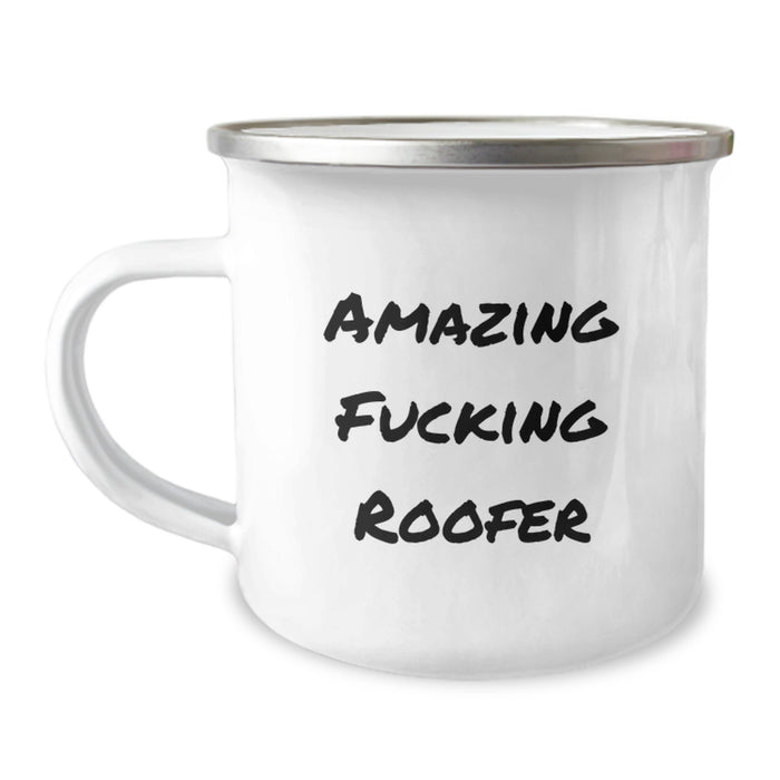 Funny Roofer Gifts for Men - 'Amazing F--king Roofer' Stainless Steel Camping Mug for Graduation Unique Gifts from Friends - Image 1