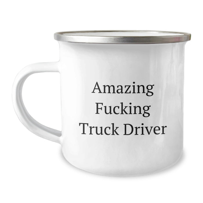 Funny Truck Driver Gifts for Men, Camping Mug, Amazing 'F--king Truck Driver' Quote, Unique Graduation Gift from Friends or Family - Image 1