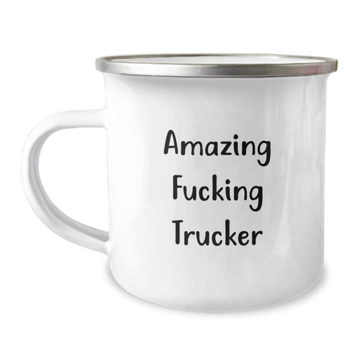 Funny Trucker Gifts for Men, Camping Mug with 'Amazing F--king Trucker' Quote, Perfect Graduation Unique Gifts from Men to Friends - Image 1