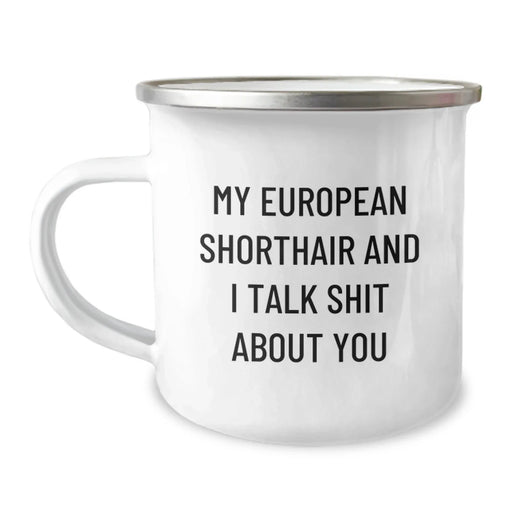 European Shorthair Cat Lovers, Funny Mugs, Gifts from Friends, European Shorthair Cat Birthday Unique Gifts, My European Shorthair And I Talk Shit About You - Image 1