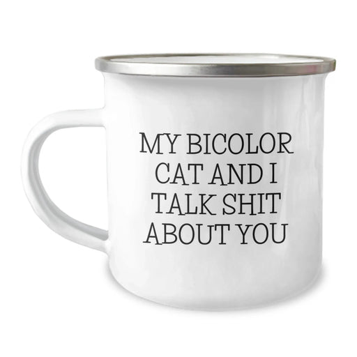 Bicolor Cat Funny Camping Mug Gifts from Friends to Family for Birthday - Image 1