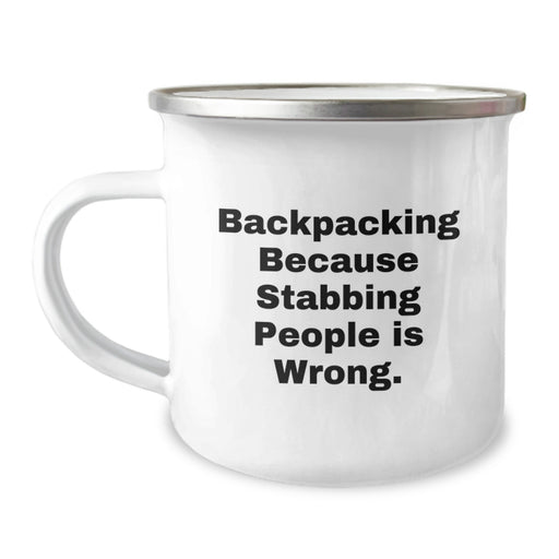 Funny Backpacking Gifts for Men Backing Up the Wrong Idea - Camping Mug for Graduation Unique Gifts from Friends - Image 1