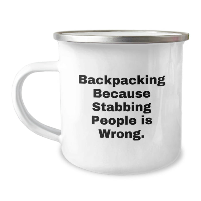 Funny Backpacking Gifts for Men Backing Up the Wrong Idea - Camping Mug for Graduation Unique Gifts from Friends - Image 1
