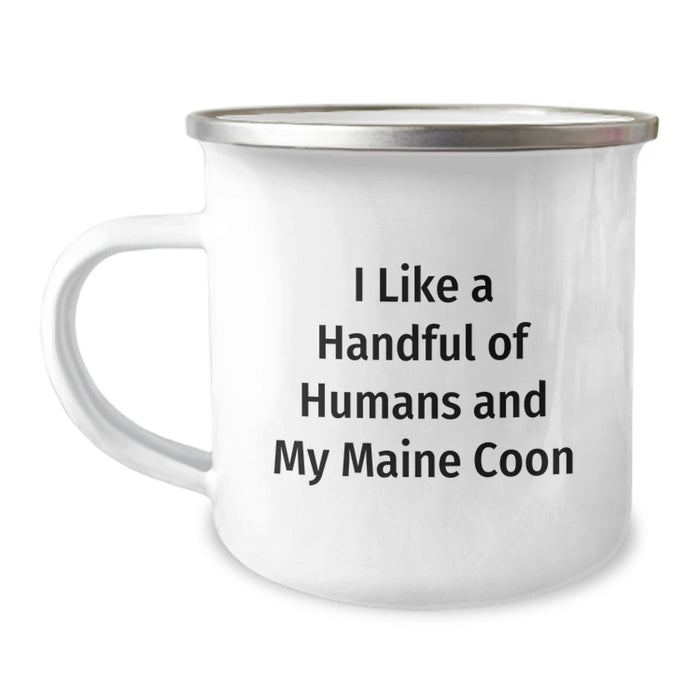 Unique Maine Coon Cat Gifts from Friends to Family for Graduation, Funny Quote: 'I Like A Handful Of Humans And My Maine Coon' - Image 1