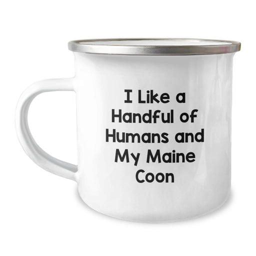 Funny Maine Coon Cat Gifts for Men Family - I Like A Handful Of Humans And My Maine Coon - Camping Mug for Graduation Unique Gifts from Friends - Image 1