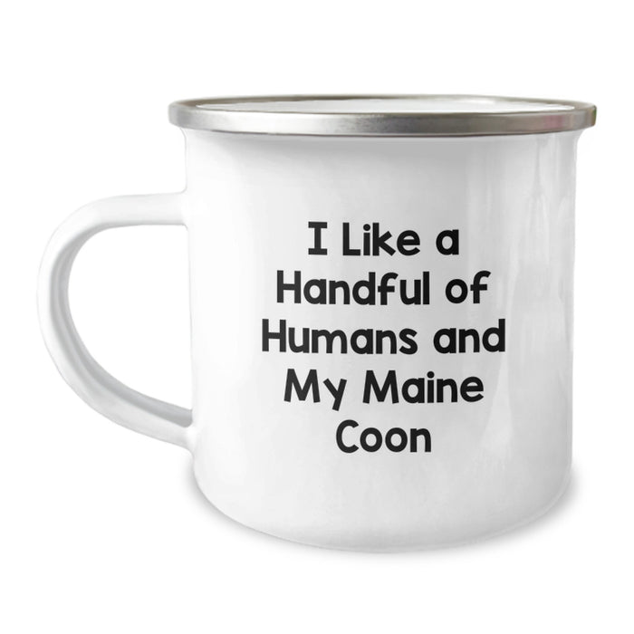Funny Maine Coon Cat Gifts for Men Family - I Like A Handful Of Humans And My Maine Coon - Camping Mug for Graduation Unique Gifts from Friends - Image 1