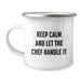 Graduation Unique Gifts from Family to Chef, Funny Camping Mug Keeps Calm And Let The Chef Handle It, Best Chef Gifts for Men - Image 1