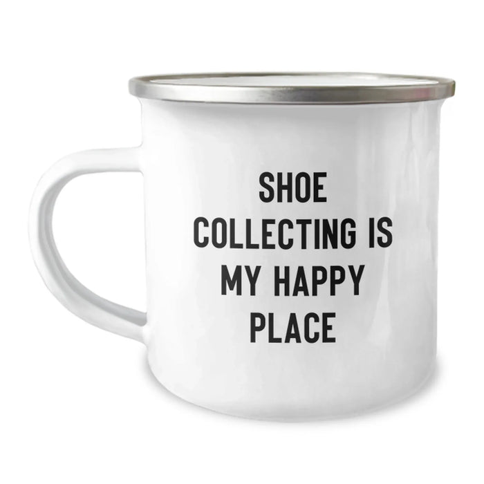 Shoe Collecting Gifts for Men, Women, Friends, Coworkers, Family - 'Shoe Collecting Is My Happy Place' Camping Mug, Birthday Unique Gifts from Friends, Perfect for Shoe Collecting Enthusiasts - Image 1