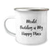 Funny Model Building Gifts for Him - 'Model Building Is My Happy Place' Camping Mug, Unique Christmas Memorable Presents for Men, Friends, Family, Stainless Steel with Enamel Finish - Image 1