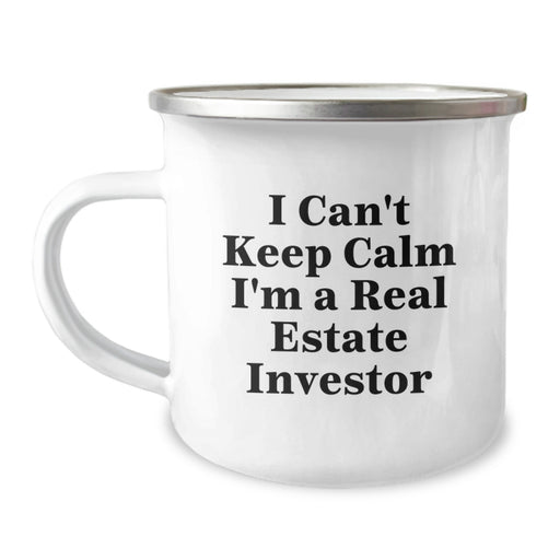 Funny Real Estate Investor Gifts for Men - 'I Can't Keep Calm I'm A Real Estate Investor' Camping Mug for Graduation Unique Gifts from Friends, Coworkers - Image 1