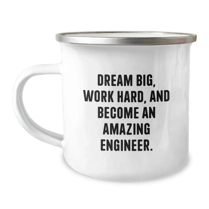 Funny Engineer Birthday Unique Gifts from Friends, Gifts for Engineers, Camping Mug with Dream Big Quote - Image 1
