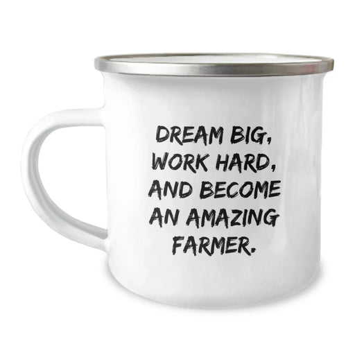 Farmer Inspirational Gifts from Men Friends to Celebrate Birthday - 'Dream Big, Work Hard' Funny Camping Mug for Farmer - Image 1
