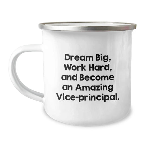 Funny Vice-principal Gifts for Men - Dream Big Work Hard Enamel Camping Mug, Perfect Birthday Presents for Vice-principal, Vice-principal Motivational Mug, Vice-principal Teacher Office Decor - Image 1