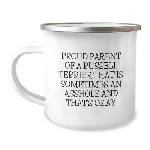 Christmas Unique Gifts for Proud Russell Terrier Dog Parents - Camping Mug with Funny Quote - Image 1