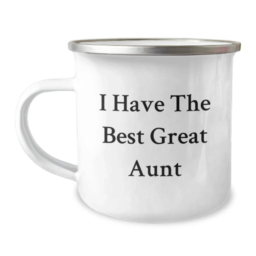 Funny Aunt Gifts from Family, 'I Have The Best Great Aunt' Graduation Unique Gifts Camping Mug, 12 oz Stainless Steel with Enamel Finish - Image 1