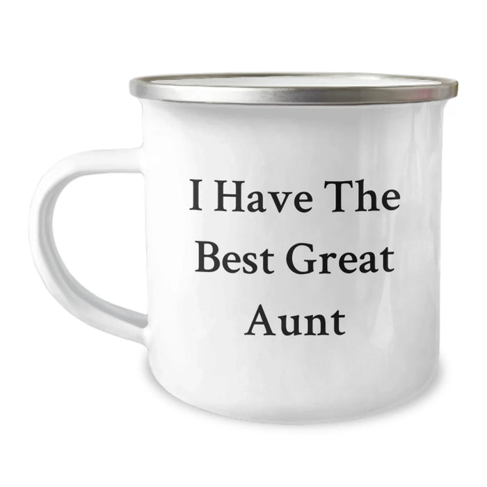 Funny Aunt Gifts from Family, 'I Have The Best Great Aunt' Graduation Unique Gifts Camping Mug, 12 oz Stainless Steel with Enamel Finish - Image 1