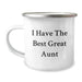 Funny Aunt Gifts from Family, 'I Have The Best Great Aunt' Graduation Unique Gifts Camping Mug, 12 oz Stainless Steel with Enamel Finish - Image 1