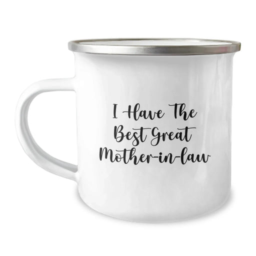 Funny Mom-in-law Gifts from Daughter-in-law - 'I Have The Best Great Mom-in-law' Camping Mug, 12 oz Stainless Steel with Enamel Finish, Perfect for Birthday - Image 1