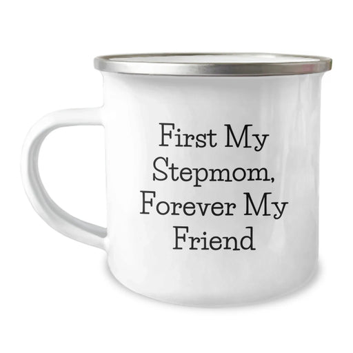 Funny Stepmom Gifts, First My Stepmom, Forever My Friend Camping Mug for Birthday, Gifts from Family for Stepmom - Image 1