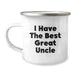 Uncle Gifts Funny Camping Mugs, I Have The Best Great Uncle Quote, Birthday Unique Gifts from Men to Uncle, Perfect for Uncle's Camping Adventure, 12 oz Stainless Steel with Enamel Finish - Image 1